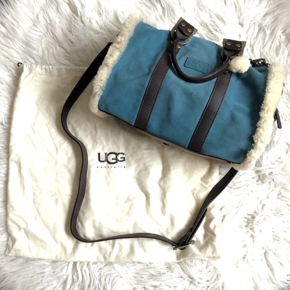 UGG Handbags - UGG Australia Shearling Trim Suede Bowler Bag